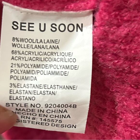Anthropologie See U Soon Colorblock oversized Cardigan Pink & Oatmeal Size S - Picture 6 of 7